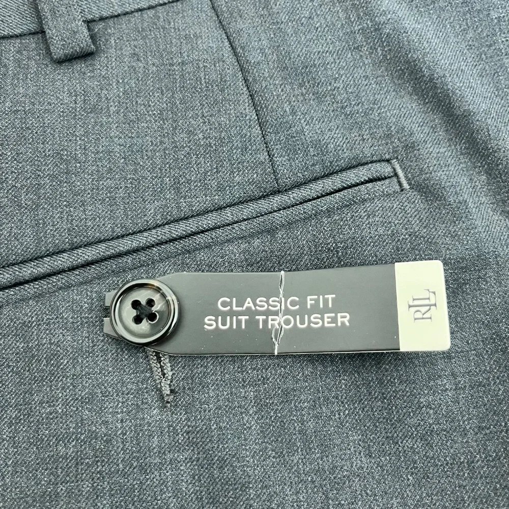 Lauren Ralph Lauren Mens 44x30 Suit Trouser Gray Classic Fit‎ Ultra Flex Stretch